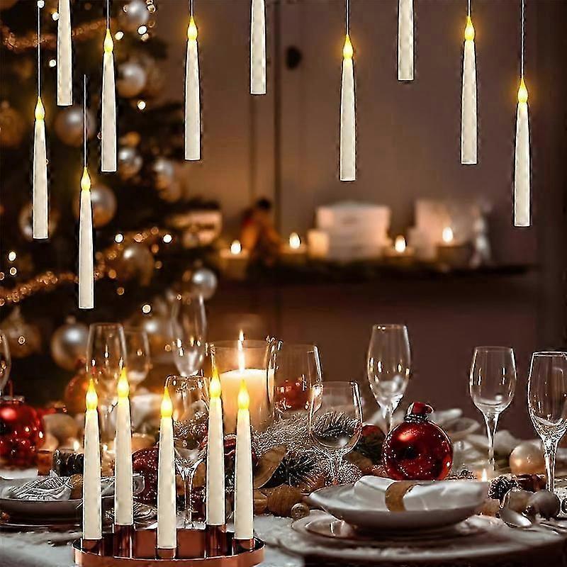 12/24/60pcs,2024 Flameless Floating Candle ,With Magical Wand, Remote Control,Xmas Tree Decor