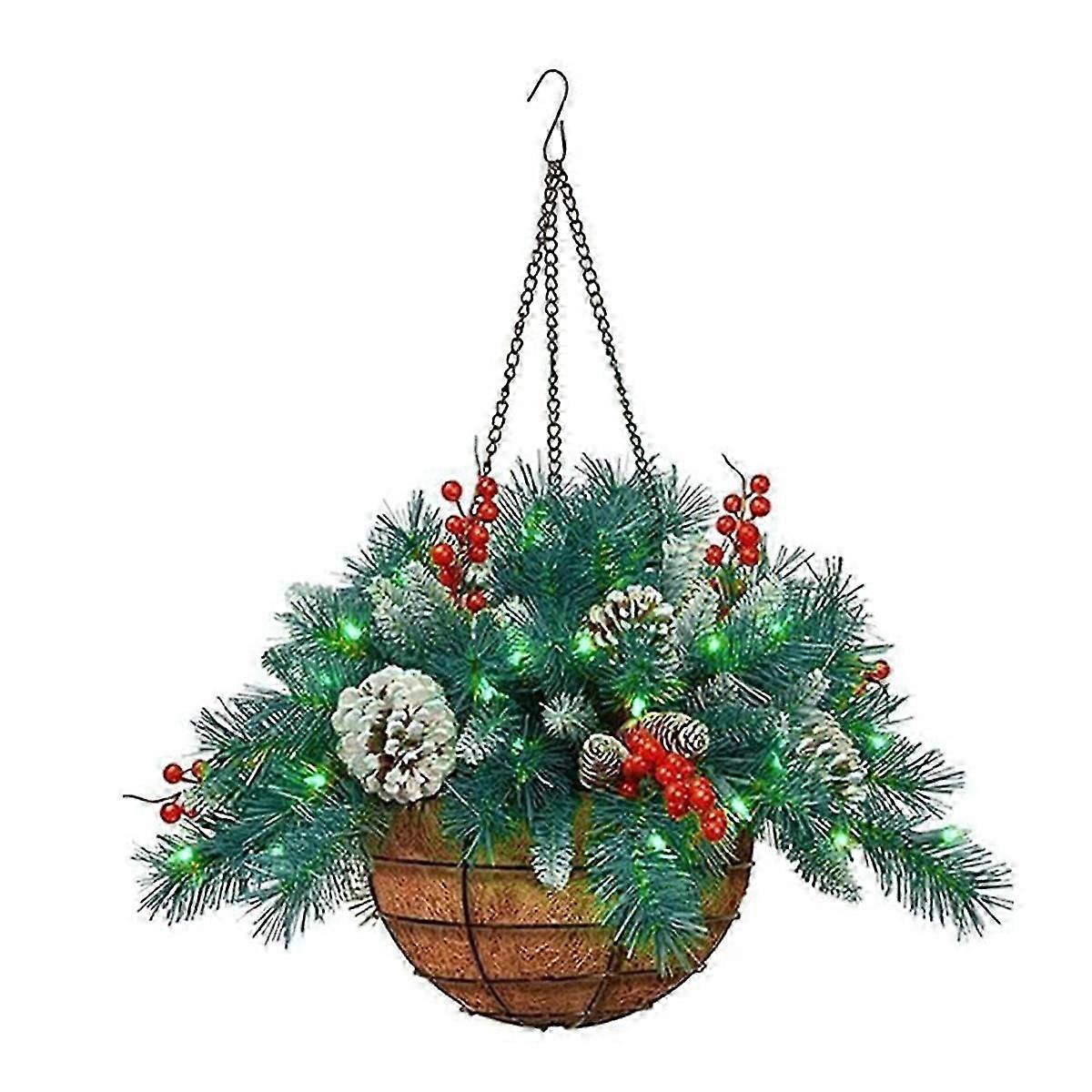 Artificial Christmas Hanging Basket, Atmosphere Decorations Christmas Wreath Christmas Hanging Baske