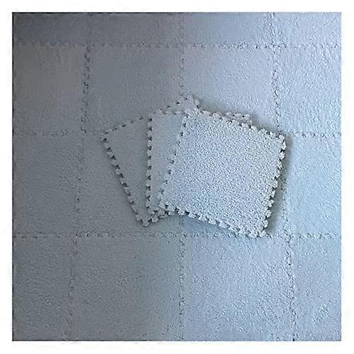Patchwork Carpet 16Piece Interlocking Foam Mats, Light Blue Square Splicing Floor Tiles, Plush Area Rug
