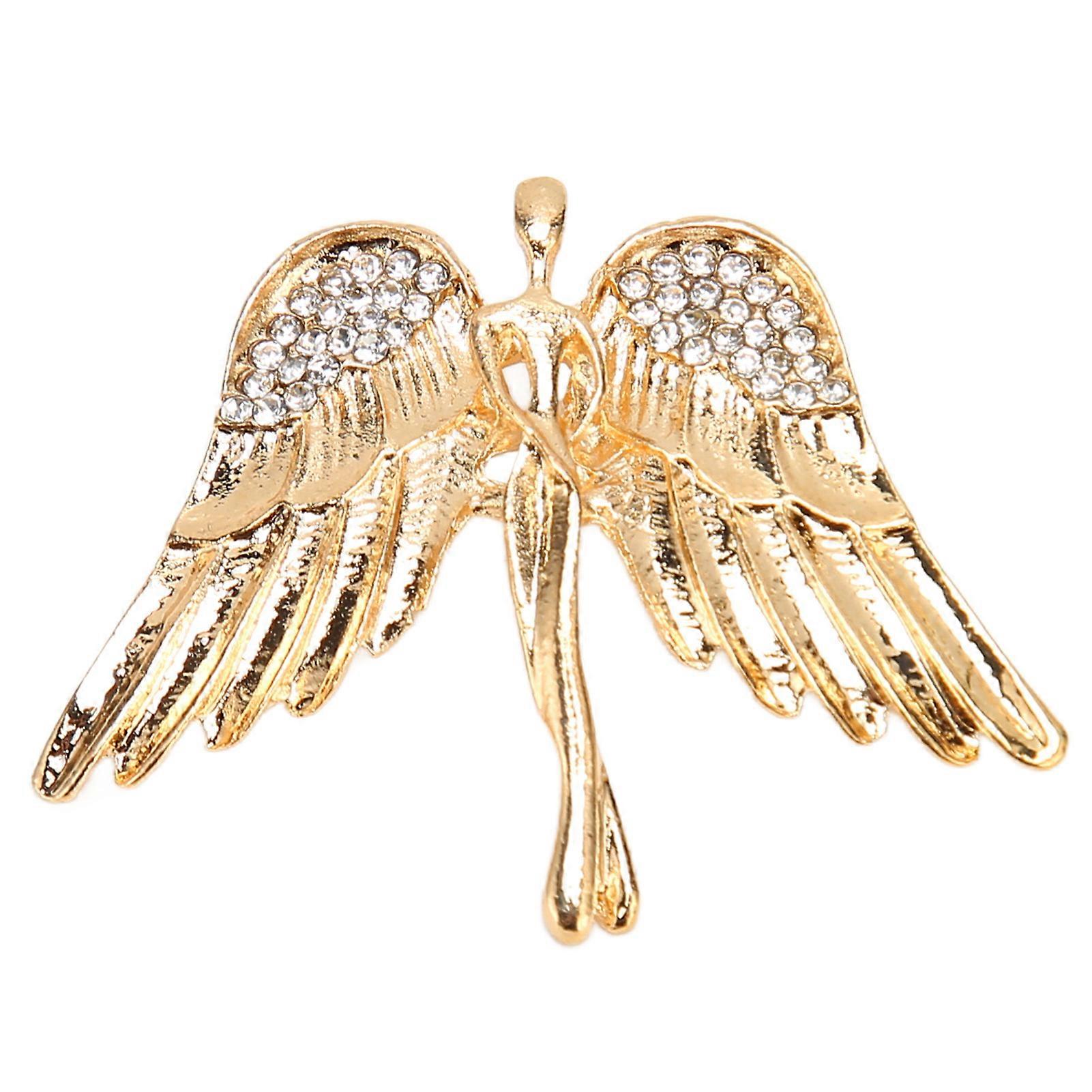 Broche aile d'ange fabriquée à la main avec incrustation de cristal brillant plaqué, à la mode, longue conservation de la couleur pour anniversaire