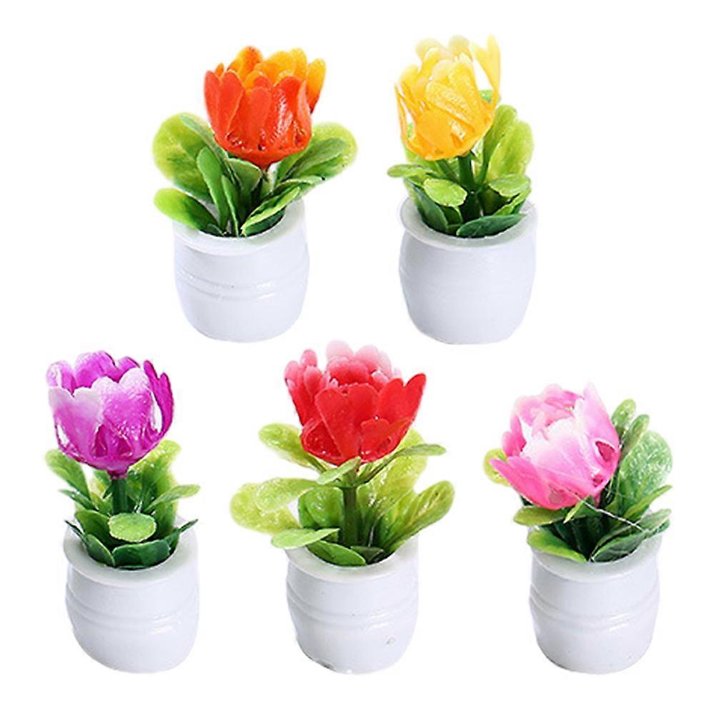 Plastic Mini Artificial Flower Bonsai Models for Decoration 15Pcs Set
