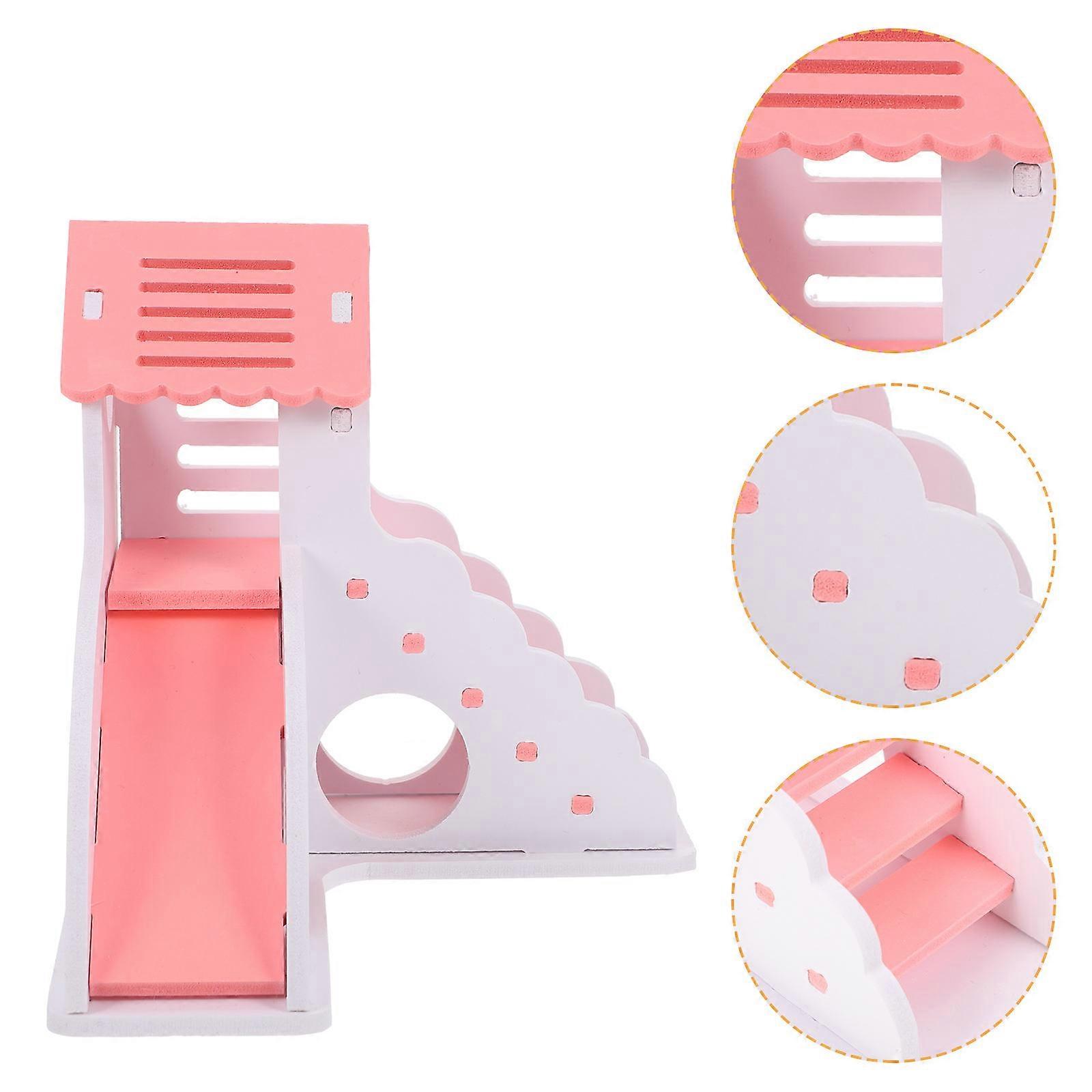 Hamster Hideout for Pet Use 2Pcs Pink Ladder Toy and Nest for Small Pets