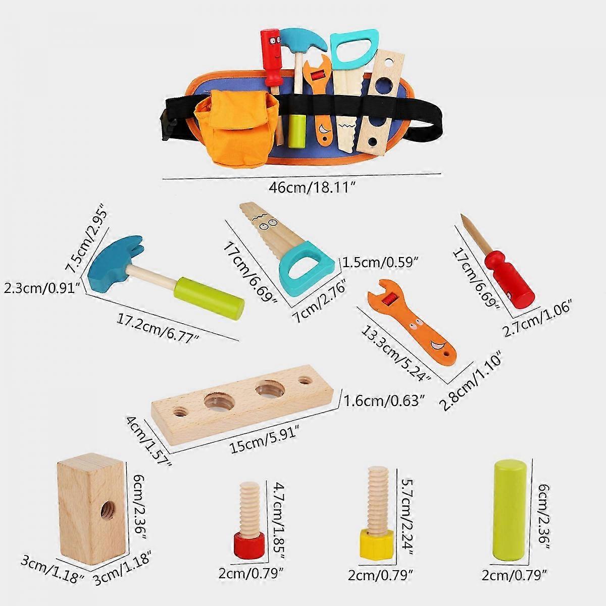 Screw Toys Simulation Tool Belt Toy Children Pretend for Play Wooden Toolbox DIY STEM Building Set Toddler Gi