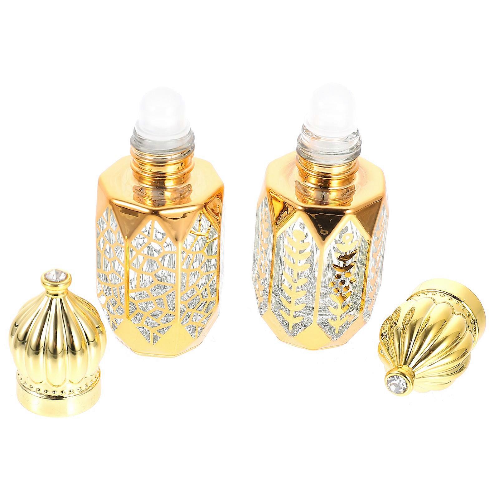 Glass Roll-on Bottles for Essential Oil Use 2Pcs in Golden Color