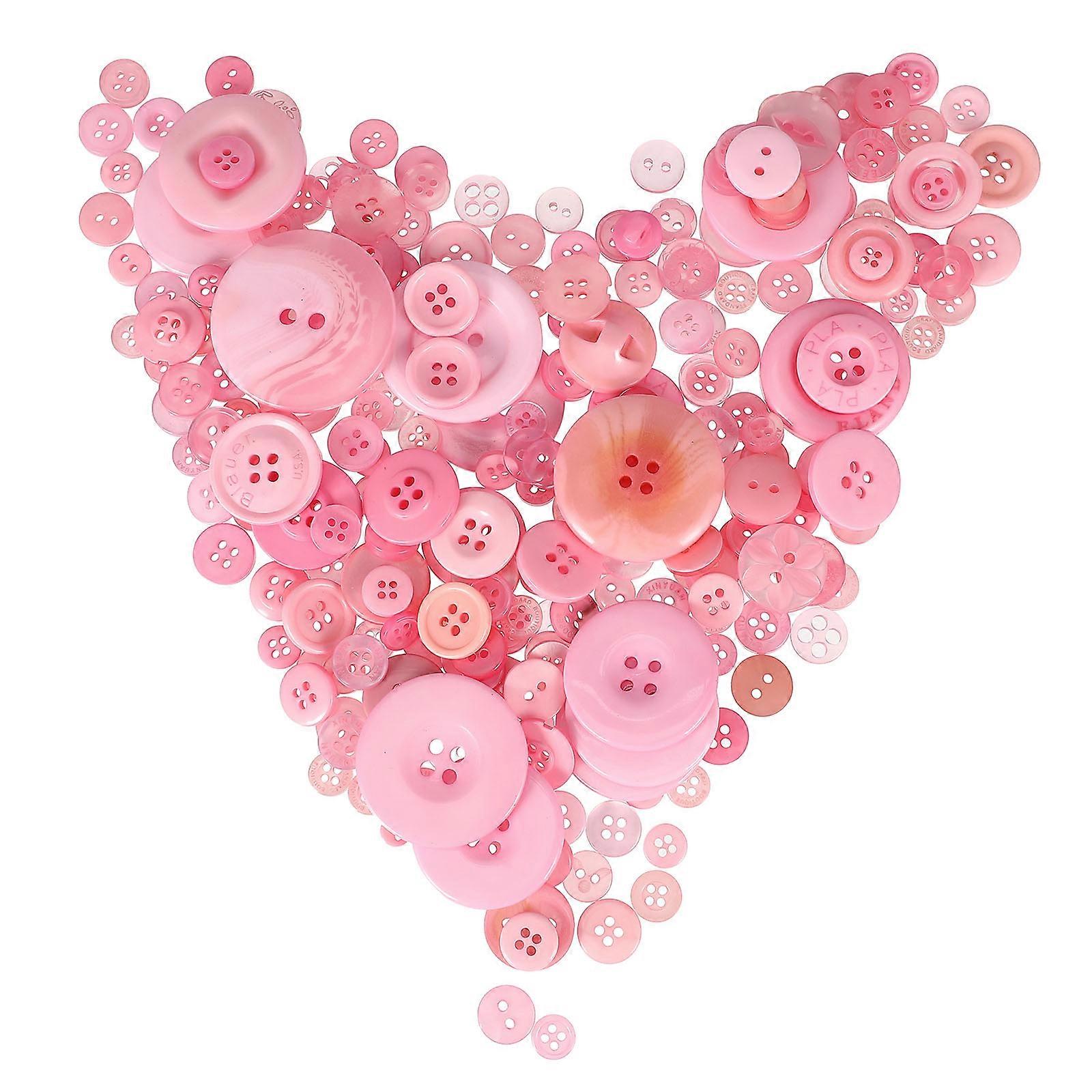Colored Resin Buttons DIY Sewing Buttons for Clothes 2Sets of Pink Ornaments