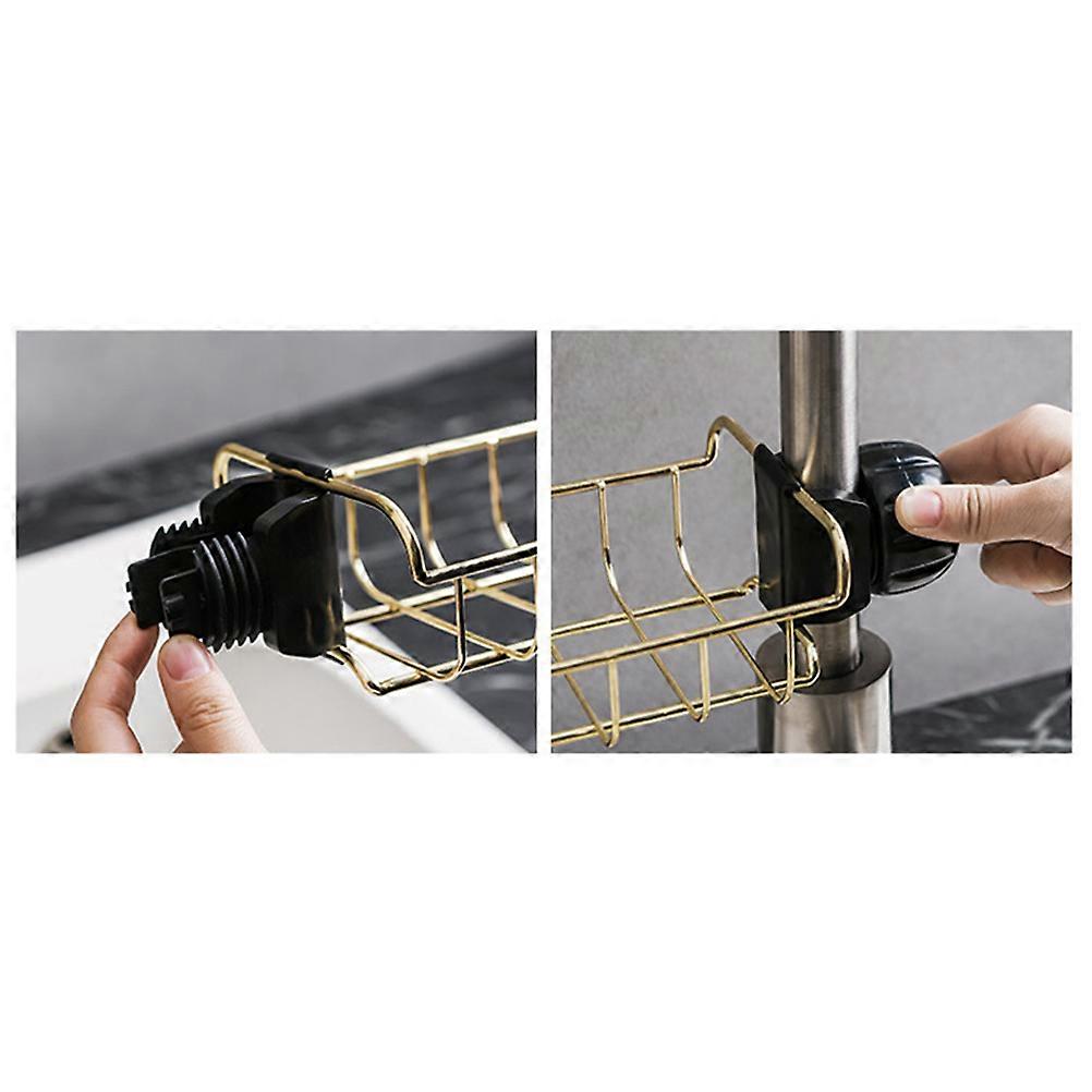 Golden Adjustable Faucet Clip Storage Rack Draining Shelf 1Pcs Organizer