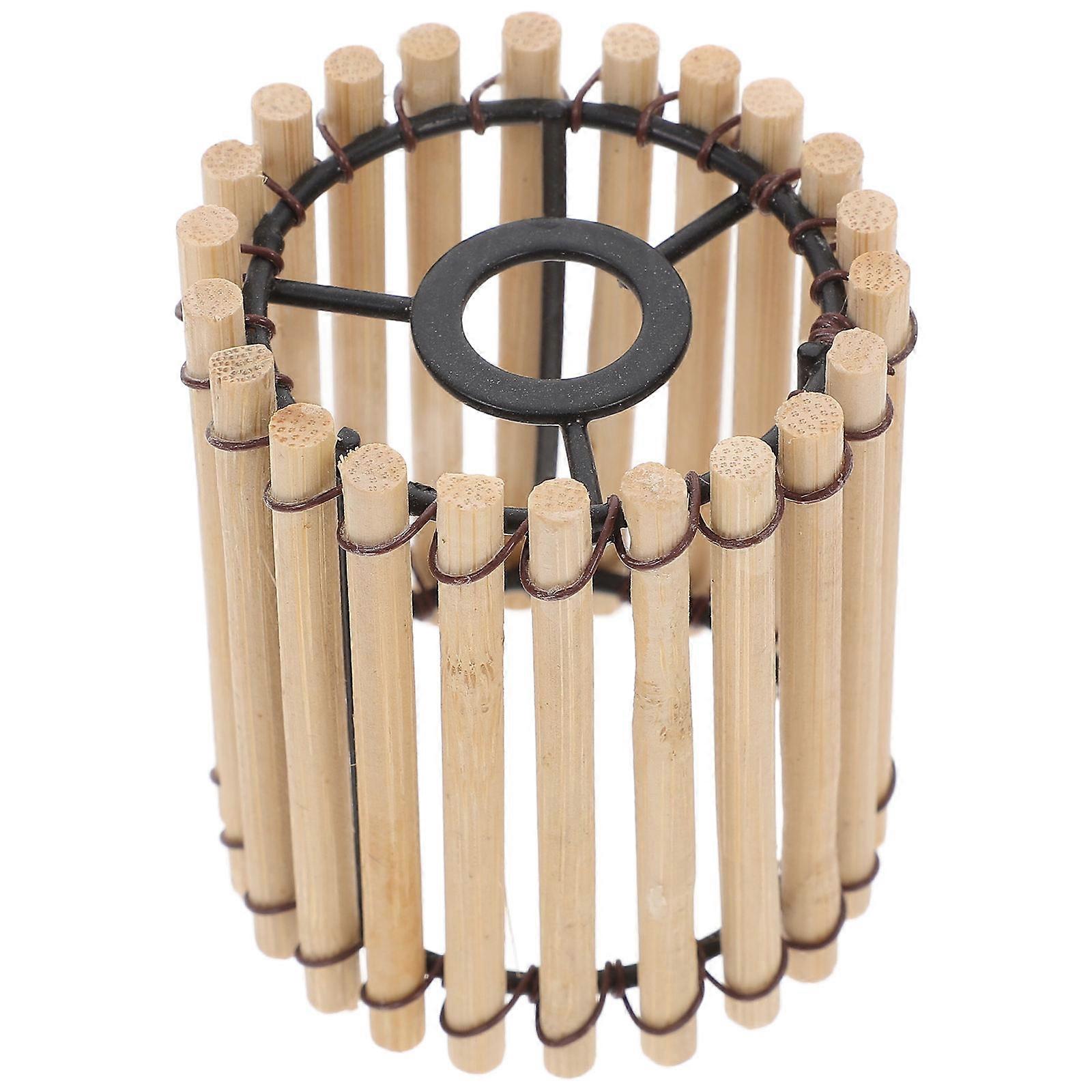 Wicker Lamp Shade Bamboo Cage Design for Iron and Bamboo Material Light Diffusion 1Pcs