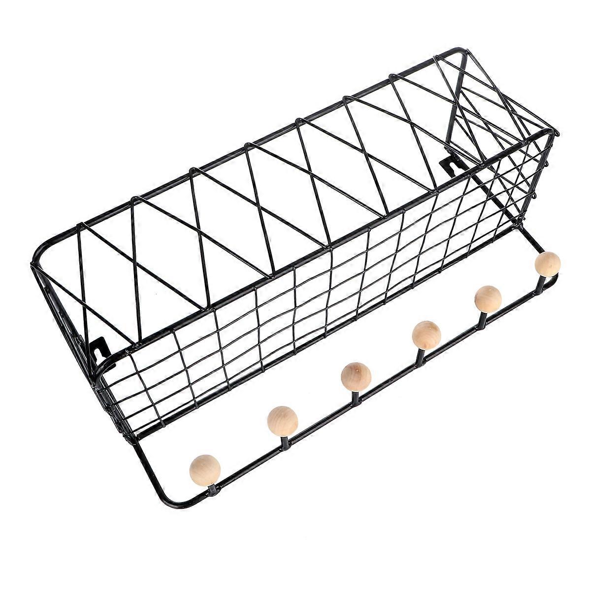 3Pcs Wall Storage Shelf for Storage Use Black Hanging Rack Holder