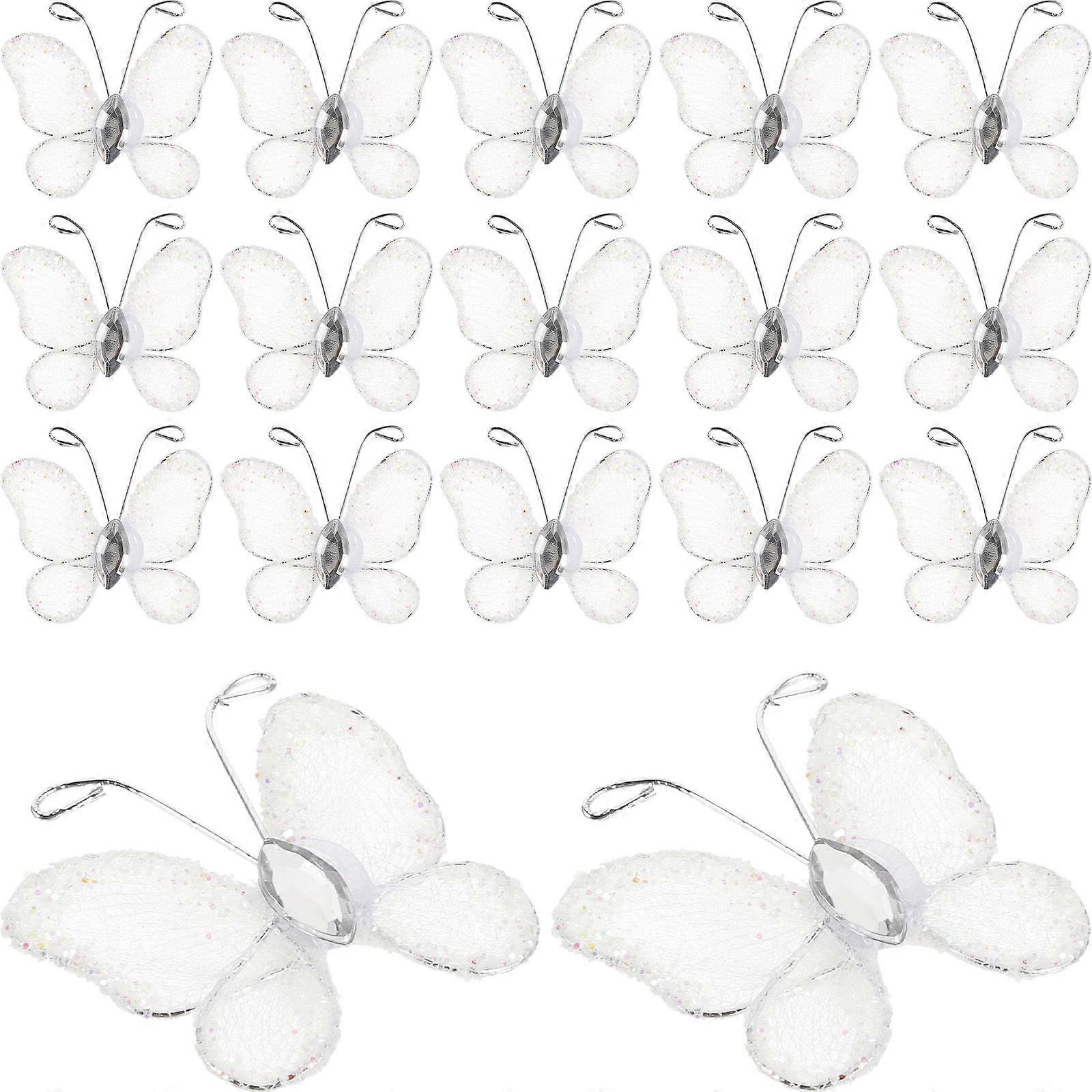 Decorative White Butterfly Mesh Wire Glitter for Wedding