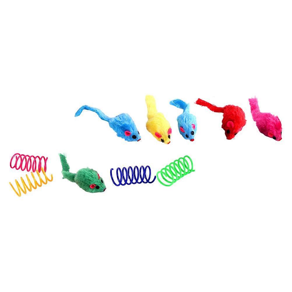 Cat Plush Mouse Toy for Interactive Play 2Sets Kitten Spring Toys