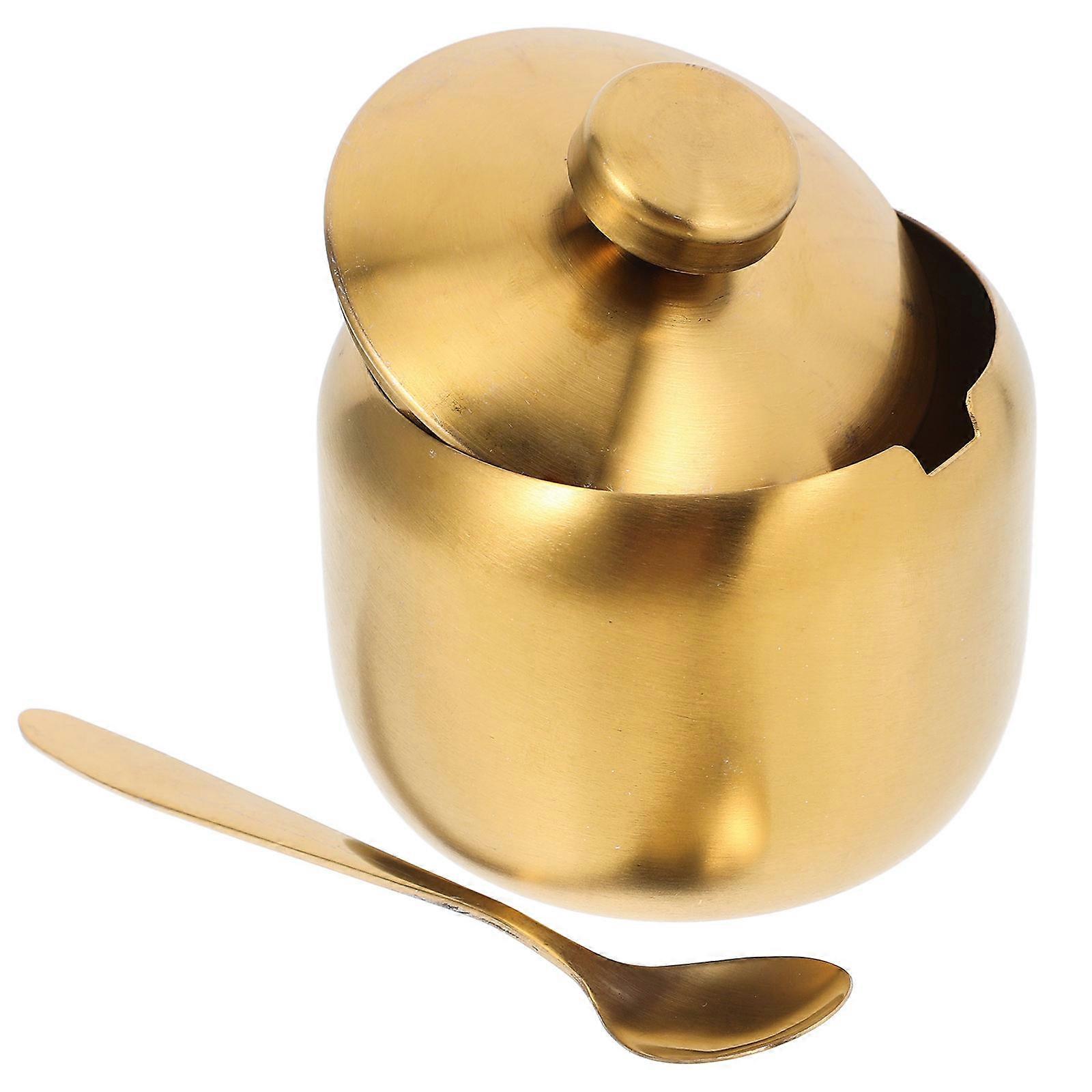 Stainless Steel Spice Jar for Kitchen Use with Lid Golden Seasoning Container