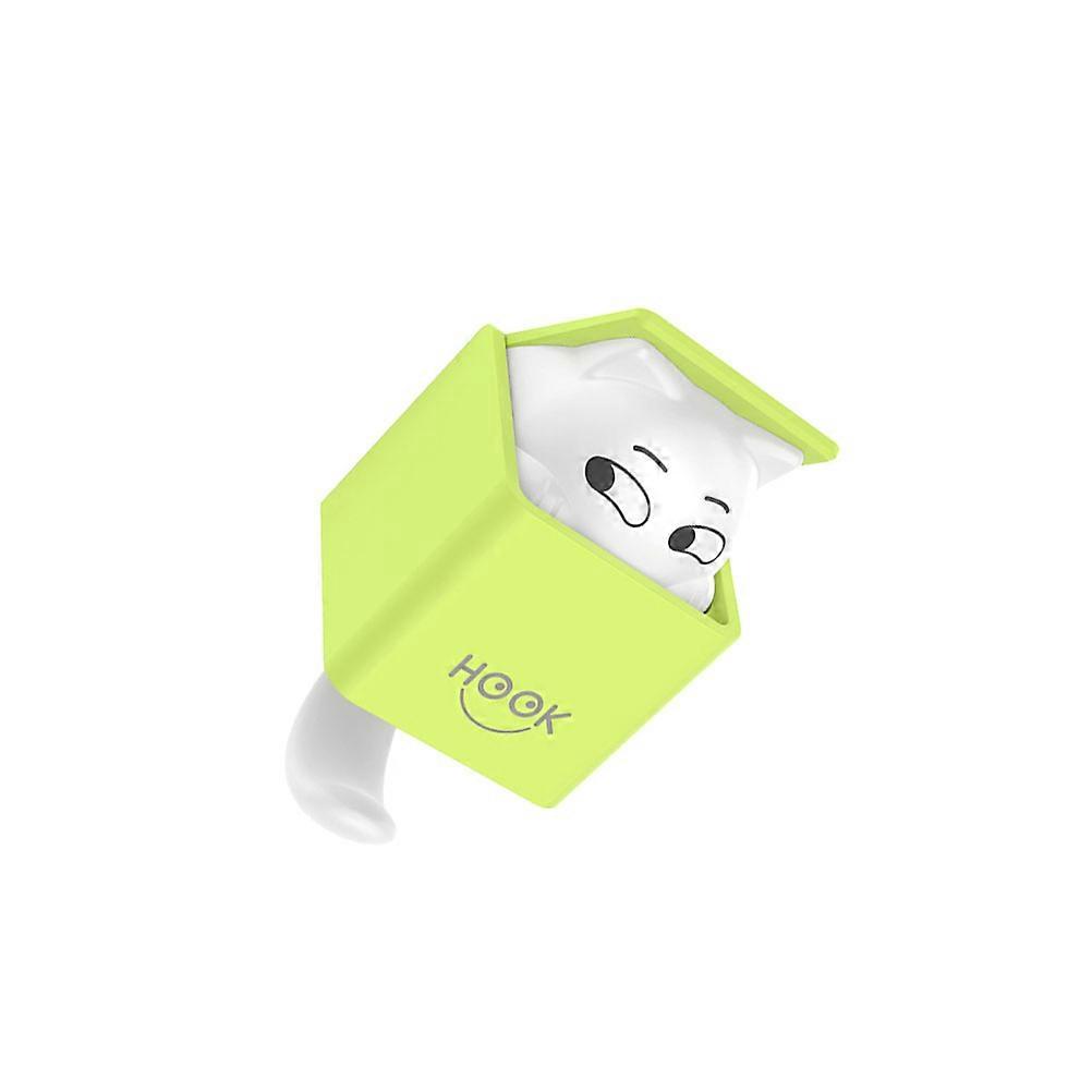 Adorable Gravity Sensor Wall Hanger 2Pcs Modern Simple Cat Design Hook For Room Decor Hanging Items Green