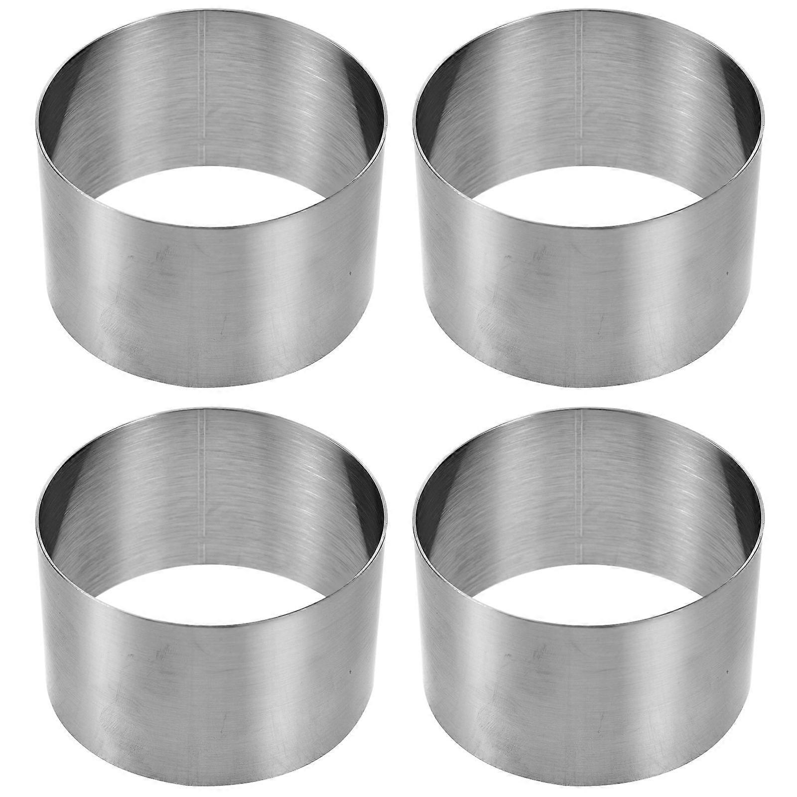Circular Stainless Steel Mousse Ring Cake Pan for Cutting Use 4Pcs Set Silver