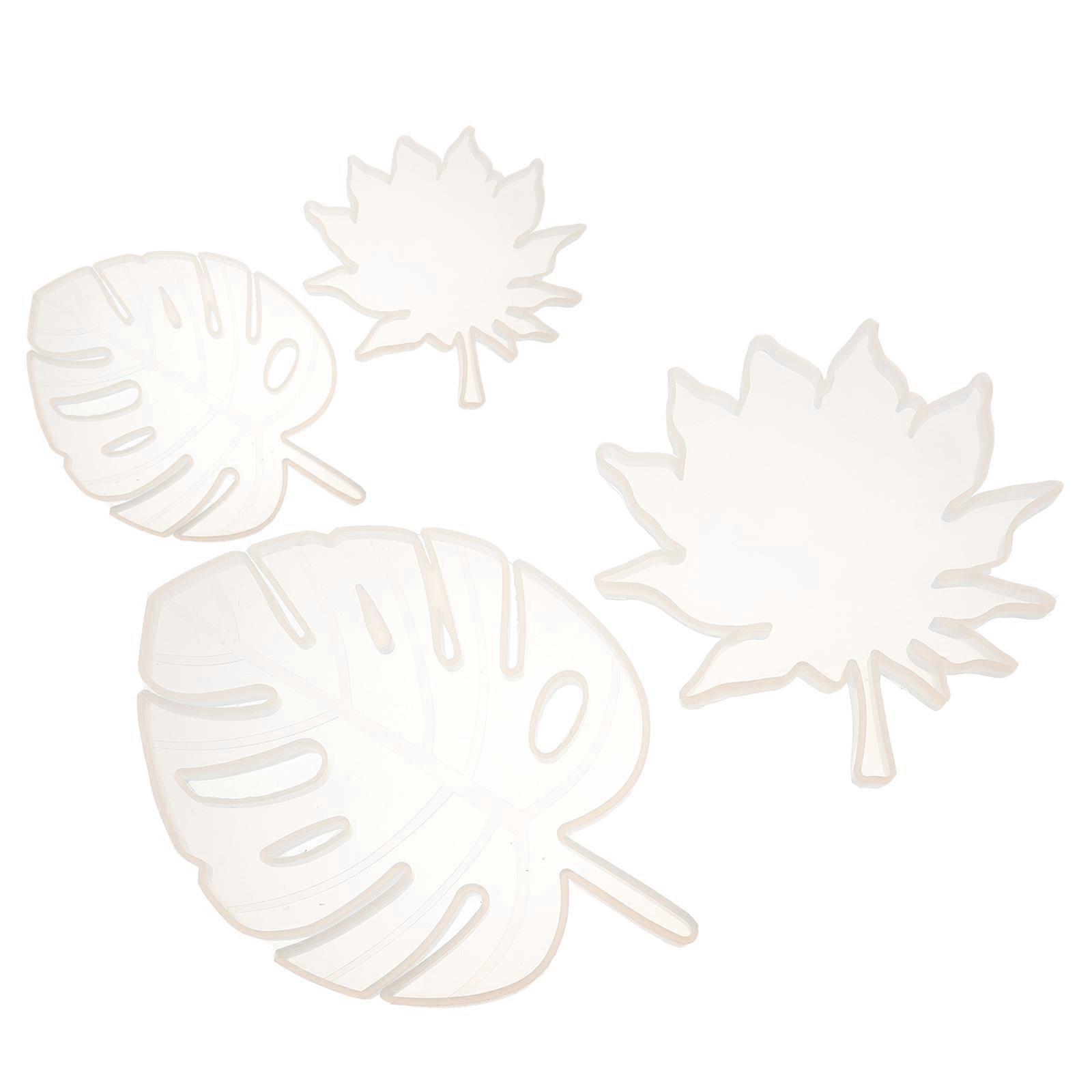 Silicone Coaster Molds 4Pcs DIY Craft Making Transparent Maple Leaf Shape for Adults