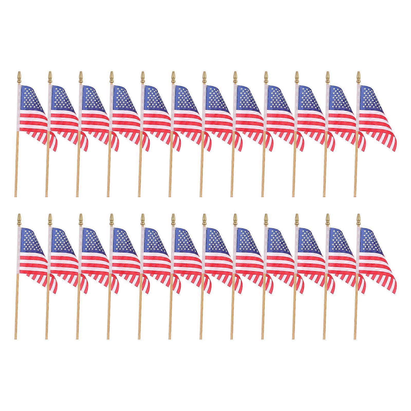 48Pcs American Stick Flag Hand Held for Decoration Small Flags