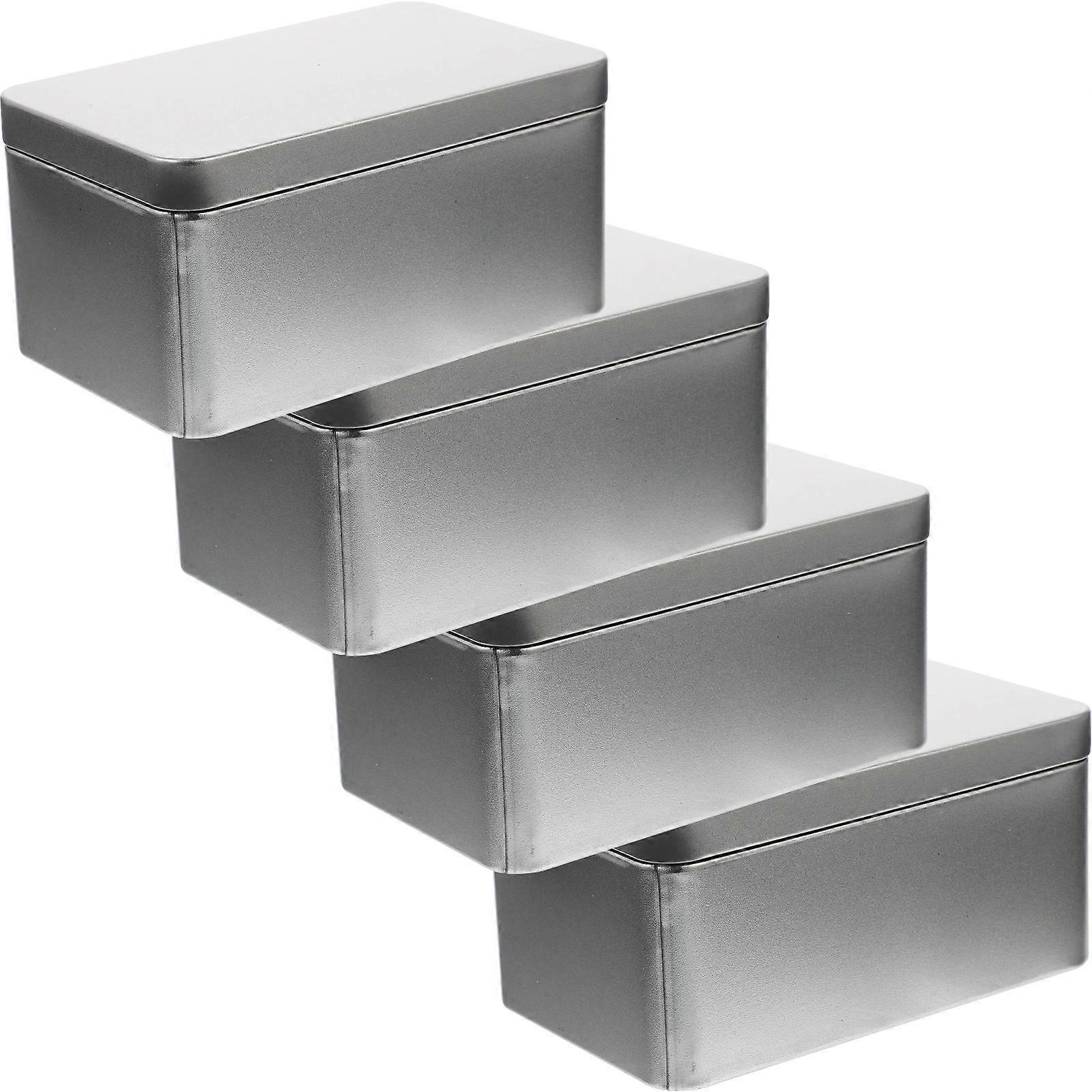 Metal Tea Case Tin Containers for Storage 8Pcs Silver Home Use