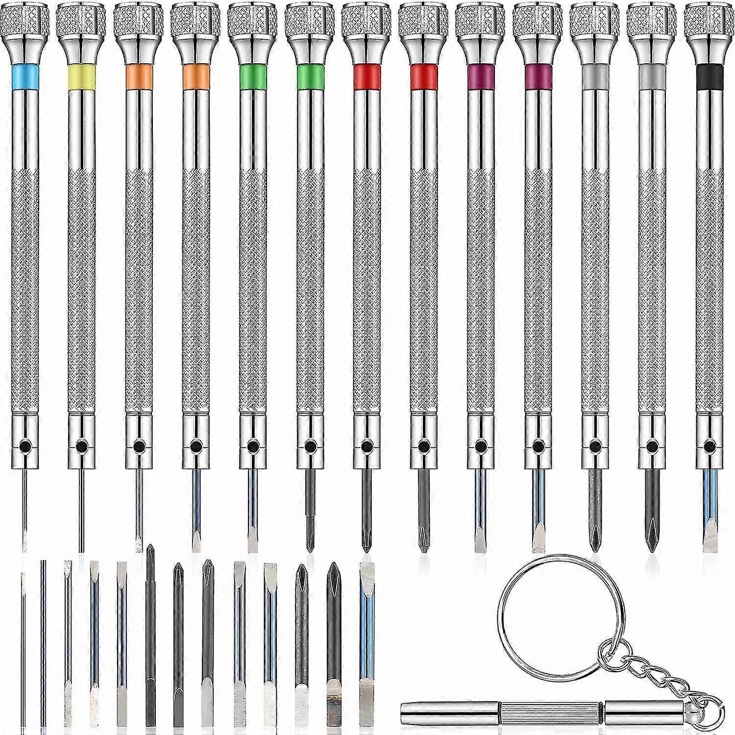 13-Piece Precision Screwdriver Set for Watch Repair, 0.6-2.0mm with 13 Additional Replacement Bits