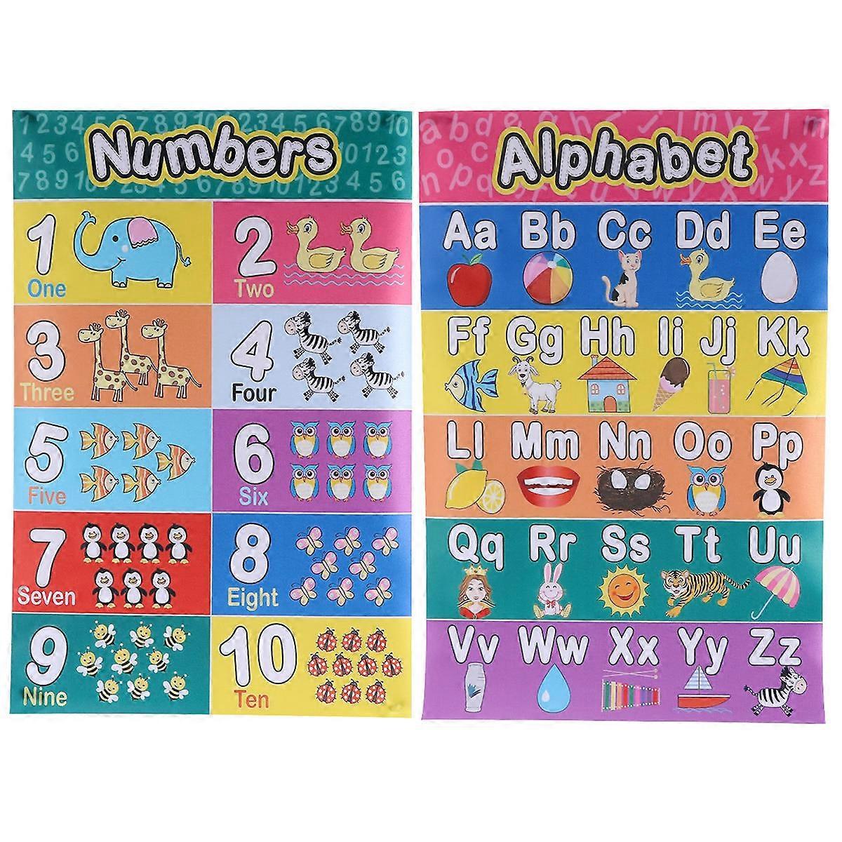 Educational Wall Chart Poster for Home Use 4Pcs Alphabet Mathematics