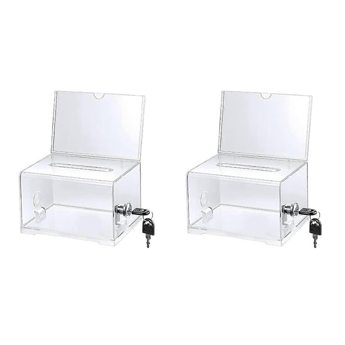 1 Pack Acrylic Donation Box with Lock, Clear Ballot Box