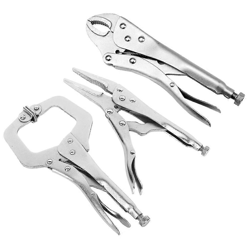 3PCS multi-function force-fixing clamp set, including round-mouth pointed jaws and C-type pliers
