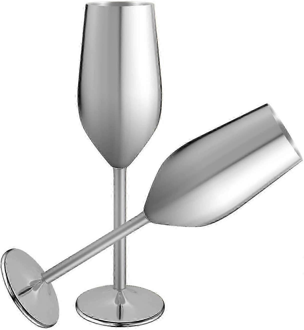 2個シャンパンフルートステンレス鋼200mlワイングラス