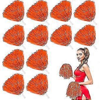 12 יחידות פומות פום מעודדות עם ידית נעימה, מכות פלסטיק מעודדות פומפומים פומים מעודדים לילדים מבוגרים מריעים צוות סקארד