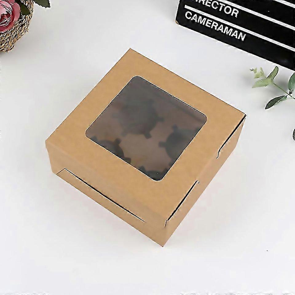 For 25 Pcs Window Cupcake Packaging Box Muffin Cake Box With Inner Support Specification 4 In One Kr