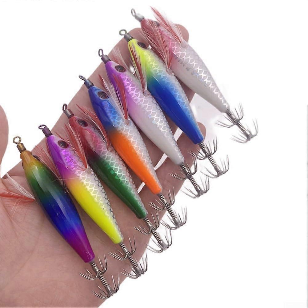 5g Luminous Wooden Shrimp Squid Fishing Hook 8cm Length No.5 Hook Size For Shrimp And Squid
