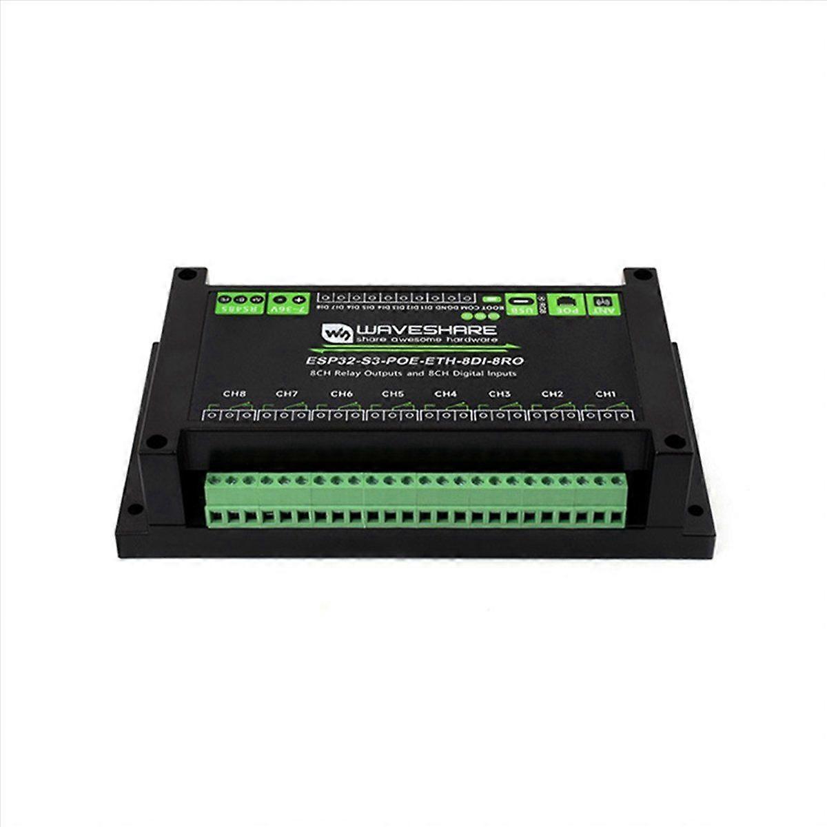 ESP32-S3 Industrial 8CH Wi-Fi Network Relay RS485+PoE Network Port Support RS485 Bluetooth or Wi-Fi Remote Control