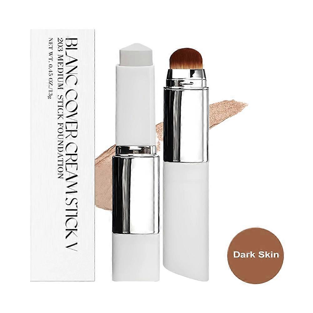 2-in-1 Foundation Stick with Puff and Brush Full Coverage Lightweight Makeup Pen for All Skin Types