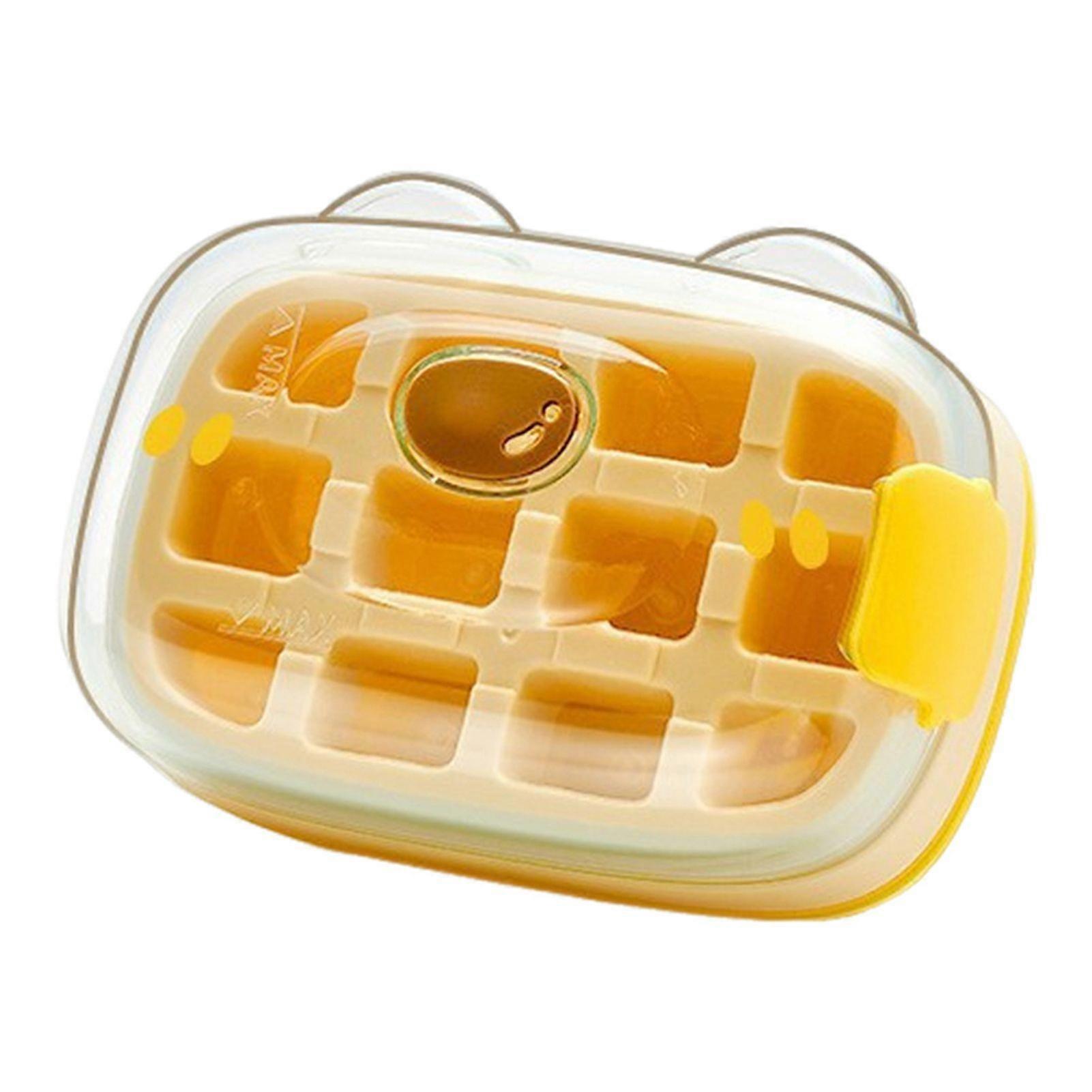 Ice Cube Mold Water Bottle 2 in 1 Cute Bear Design Zero Touch Press Ice Cube Tray with Lid Portable Freezer Ice Bottle Cup for Travel And Family