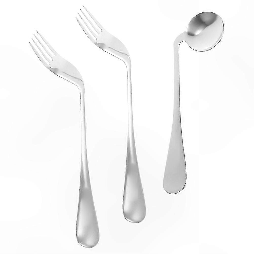 Ergonomic Angled Utensil Set for Seniors - Lightweight Spoon and Fork Combo