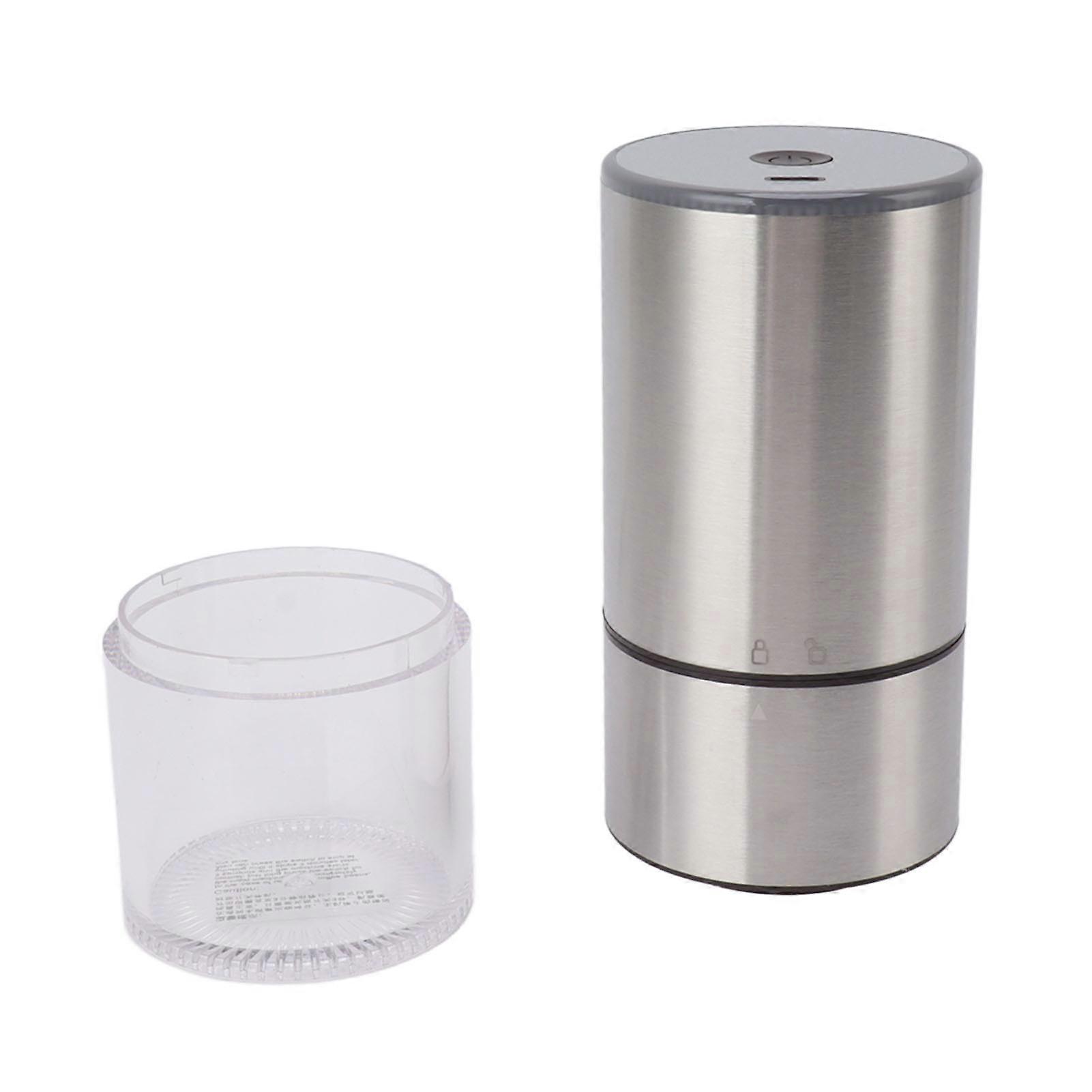 Electric Coffee Grinder Fine Coarse Adjustable Automatic USB Charging Portable Cordless Bean Grinder 110ml Silver 
