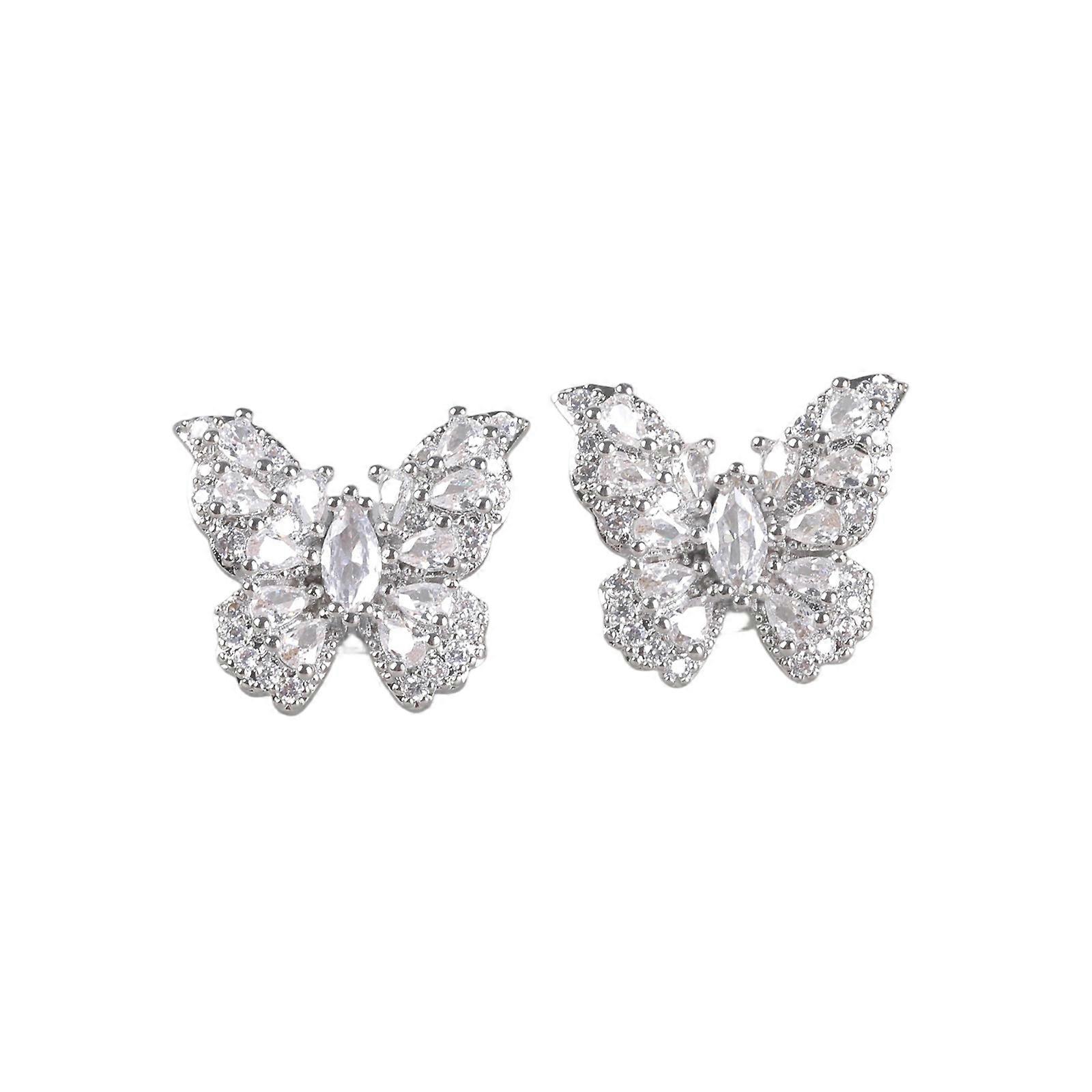 Luxury Metal Ear Attachments Featuring Sparkling Marquise Crystal Butterfly Design Simple Installation For Multiple Headphone Models   White
