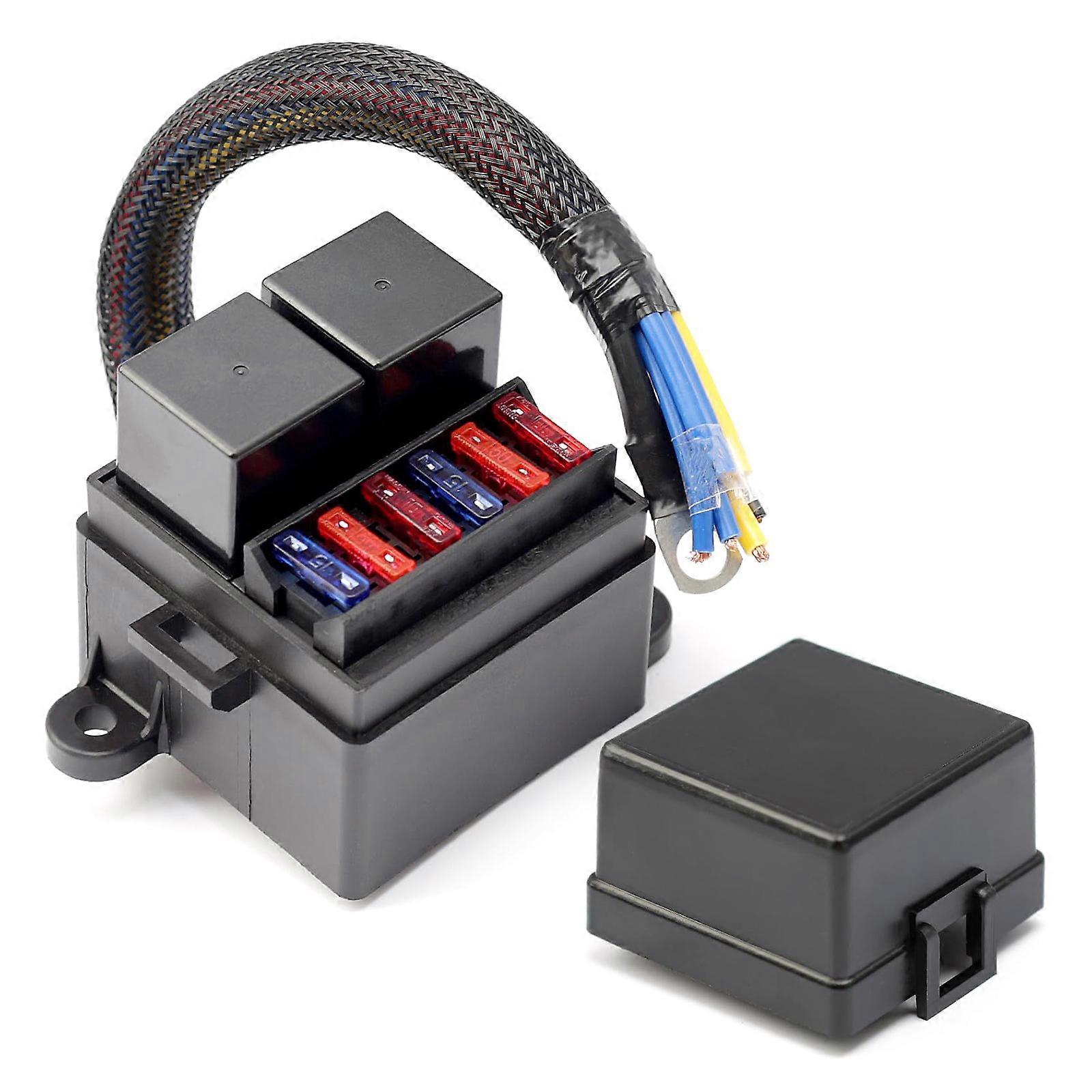 High Capacity 80A 12V Multipurpose 2 Slot 6 Fuses Relays Box Kit for Automotive Boats Marine Use with Easy Installation Multicolor