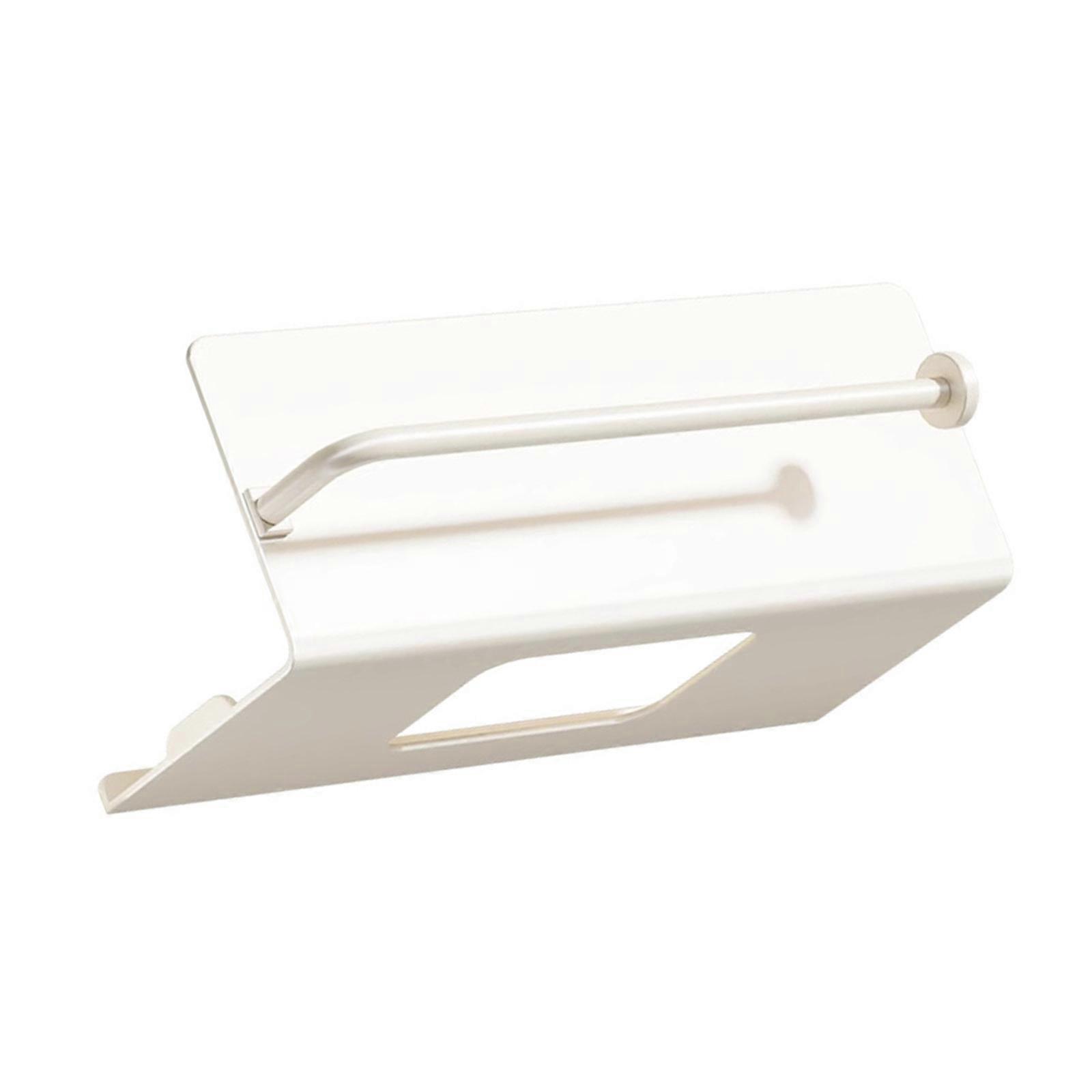 Rustproof Carbon Steel Kitchen Towel Rack With Strong Adhesive Backing Wall Mount Space Saving  White