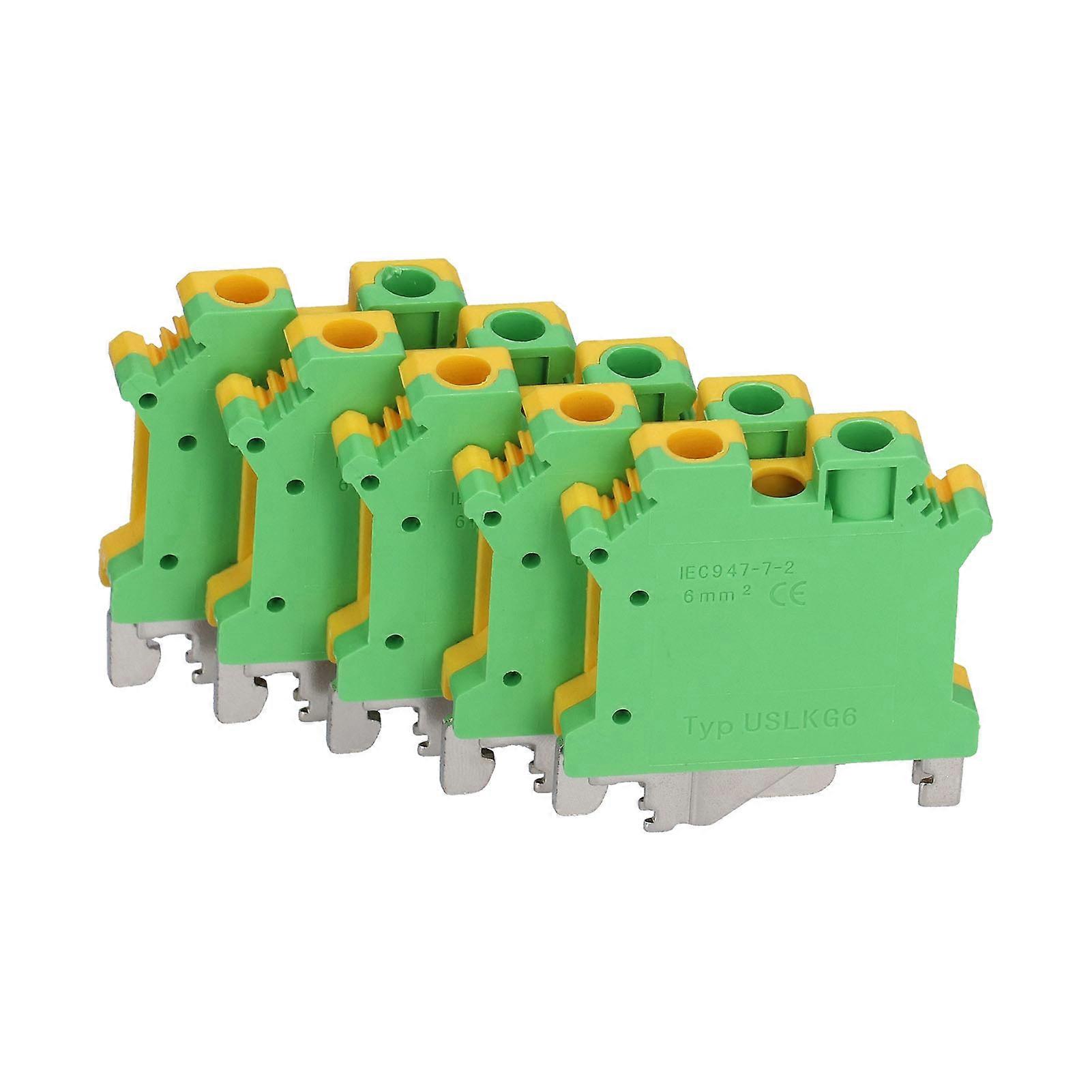 50Pcs DIN Rail Mount Terminal Grounding Terminals Block for Electrical Connections USLKG‑6