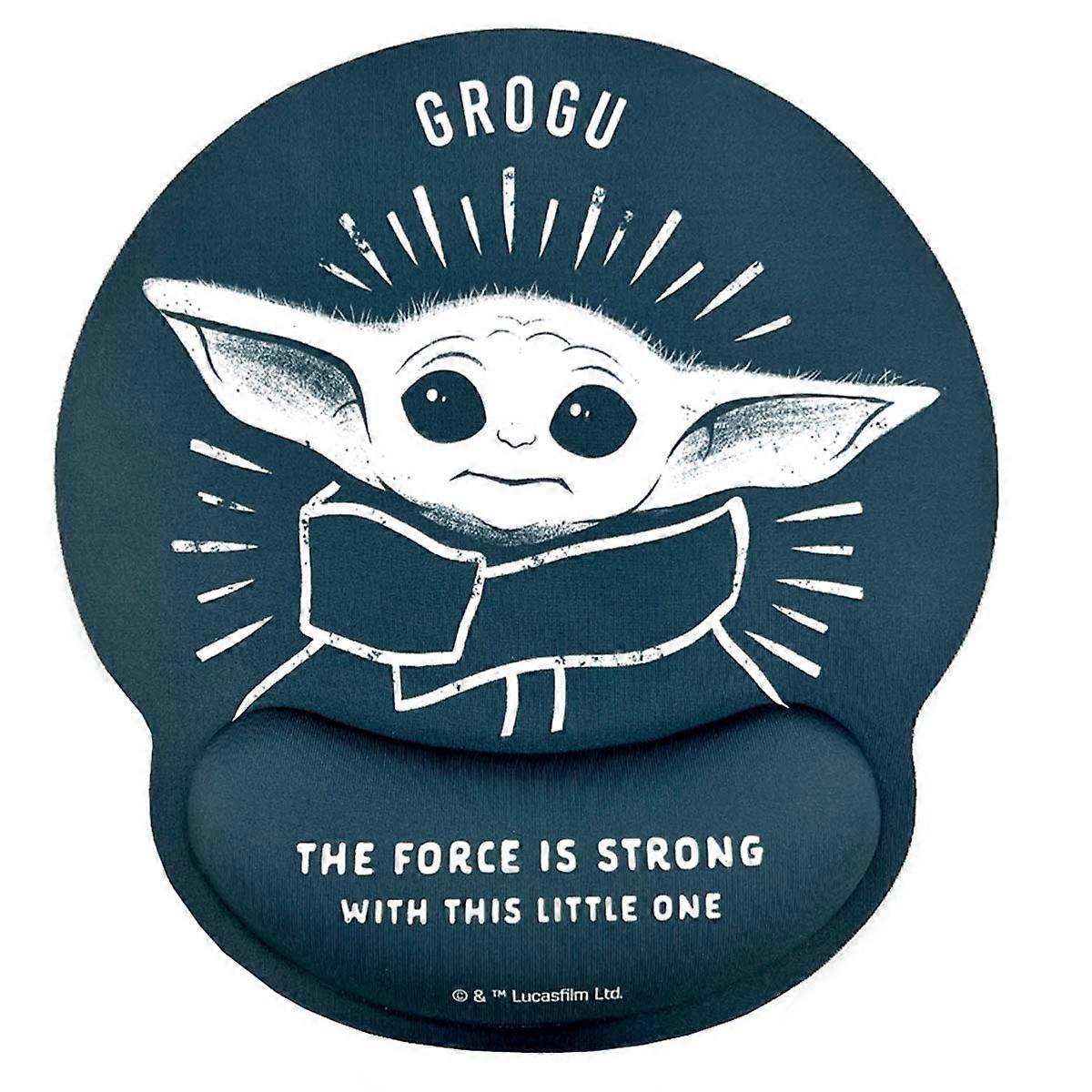 XXL Ergonomic Mouse Pad Grogu Yoda Design with Wrist Rest, Blue