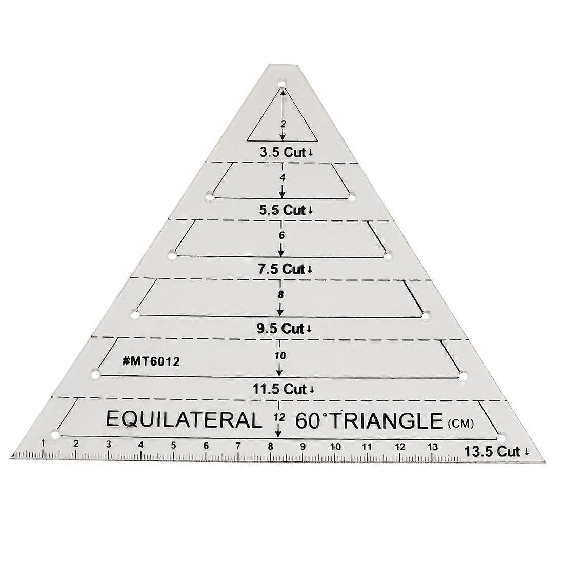 Ruler Equilateral Triangle, 6 Sizes (212 cm), 0.75 cm Seam Allowance, Clear Classic, For Quilting, Papercrafts