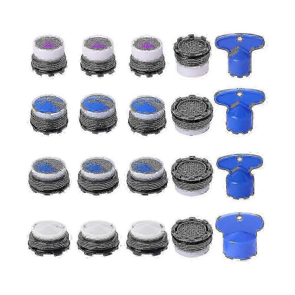 20pcs Faucet Aerators, M16.5 .5 M21.5 M24 Faucet Cache Aerator Water Saving Flow Restrictor With Ke