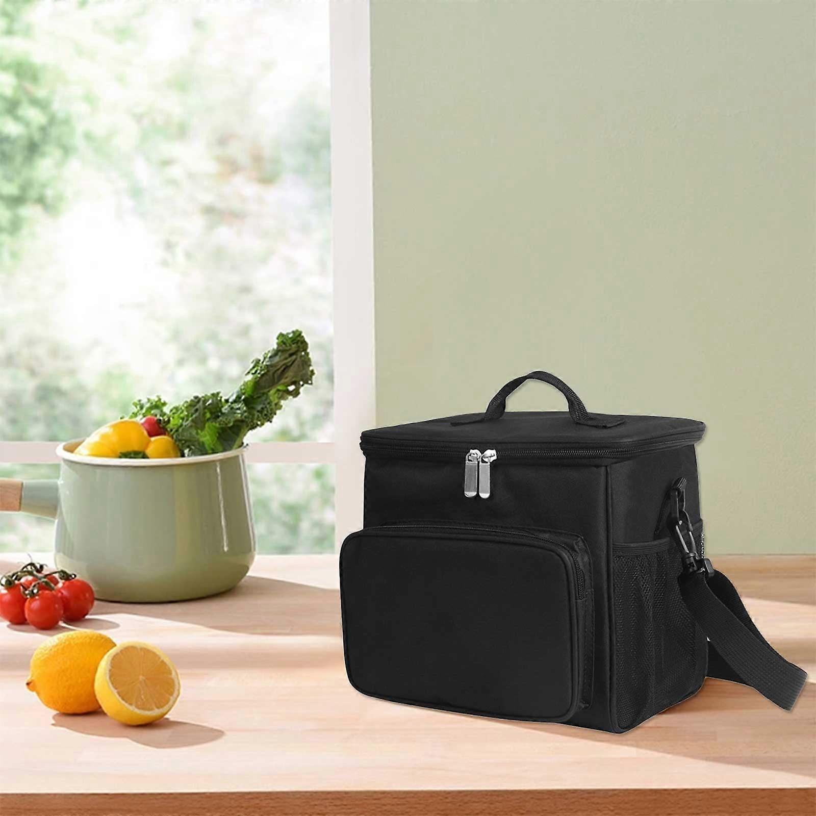 Qdahuk Insulated Lunch Backpack for Men/Women, Reusable, Leak-proof, Regulated Strap, Compatible with Office, School, Picnics, Beach - Black