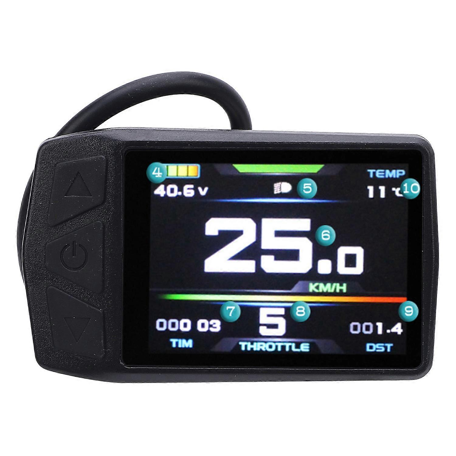 Electric Cycling Panel with USB Charging Port and Water Proof Connector Color LCD Display Meter for 