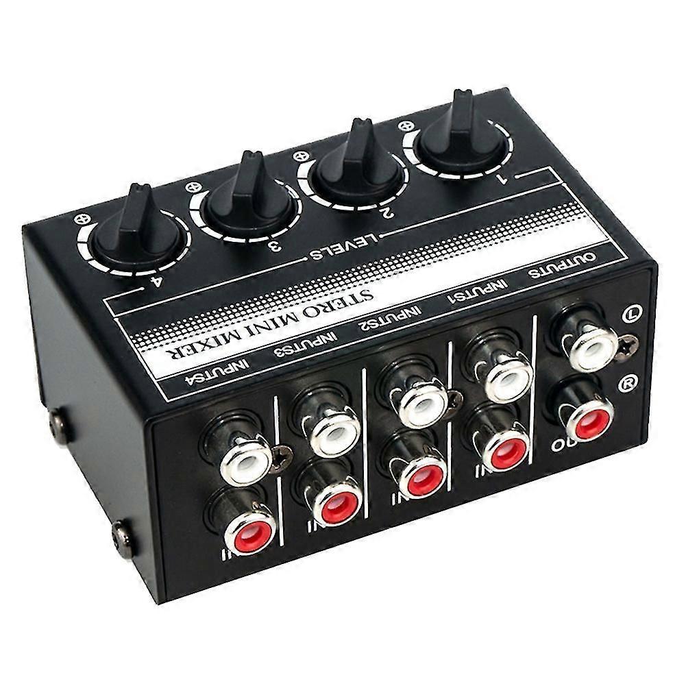 4 Channel Stereo Audio Mixer Support Input and Output Mini Passive Stereo Mixer with Separate Volum