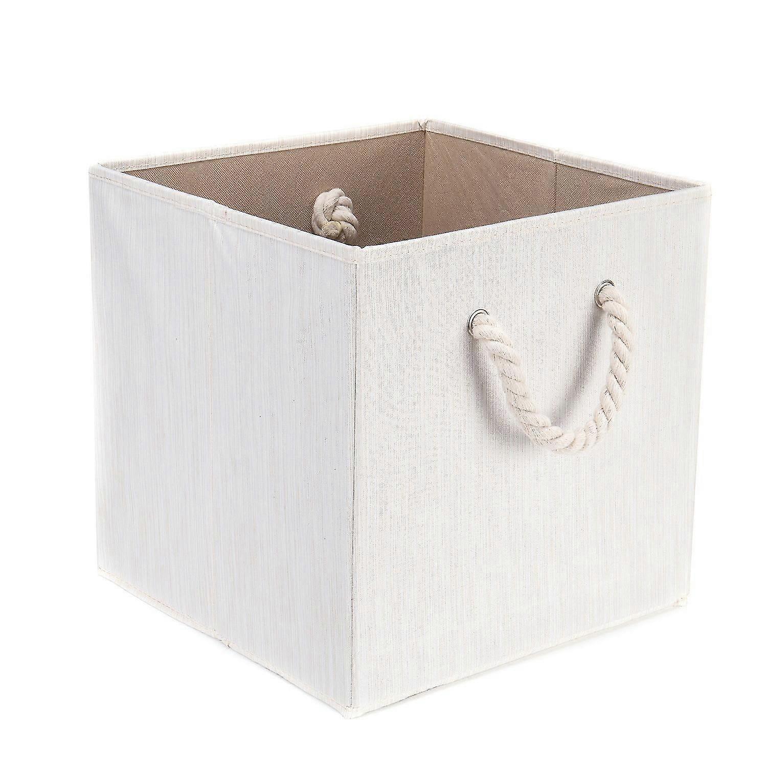 طوي مكعب تخزين مربع تخزين النسيج سلة التخزين 1 جهاز كمبيوتر شخصى لتخزين دائم حبل مقابض خزانة مربع النسيج رفوف التخزين غرفة نوم لعب الأطفال البيج