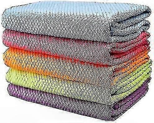 Microfiber Cleaning Cloths with Fish-Scale Design, 5-Pack, Highly Absorbent, Fast Drying, Streak-Free, Multi-Purpose Use