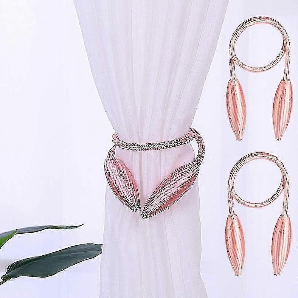 For 2Pack Curtain Tiebacks Clips - Decorative Rope Holdbacks, Creative Window Drape Twist Ties, Pink