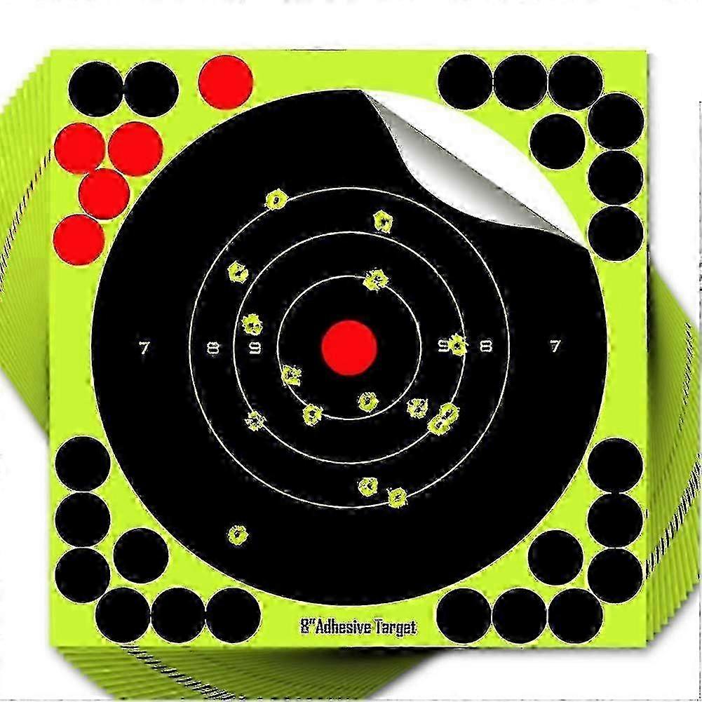 Cibles réactives de 20 cm (8 pouces) à effet éclaboussures, autocollantes, jaune fluorescent vif à l'impact, pour armes à feu (25 pièces)
