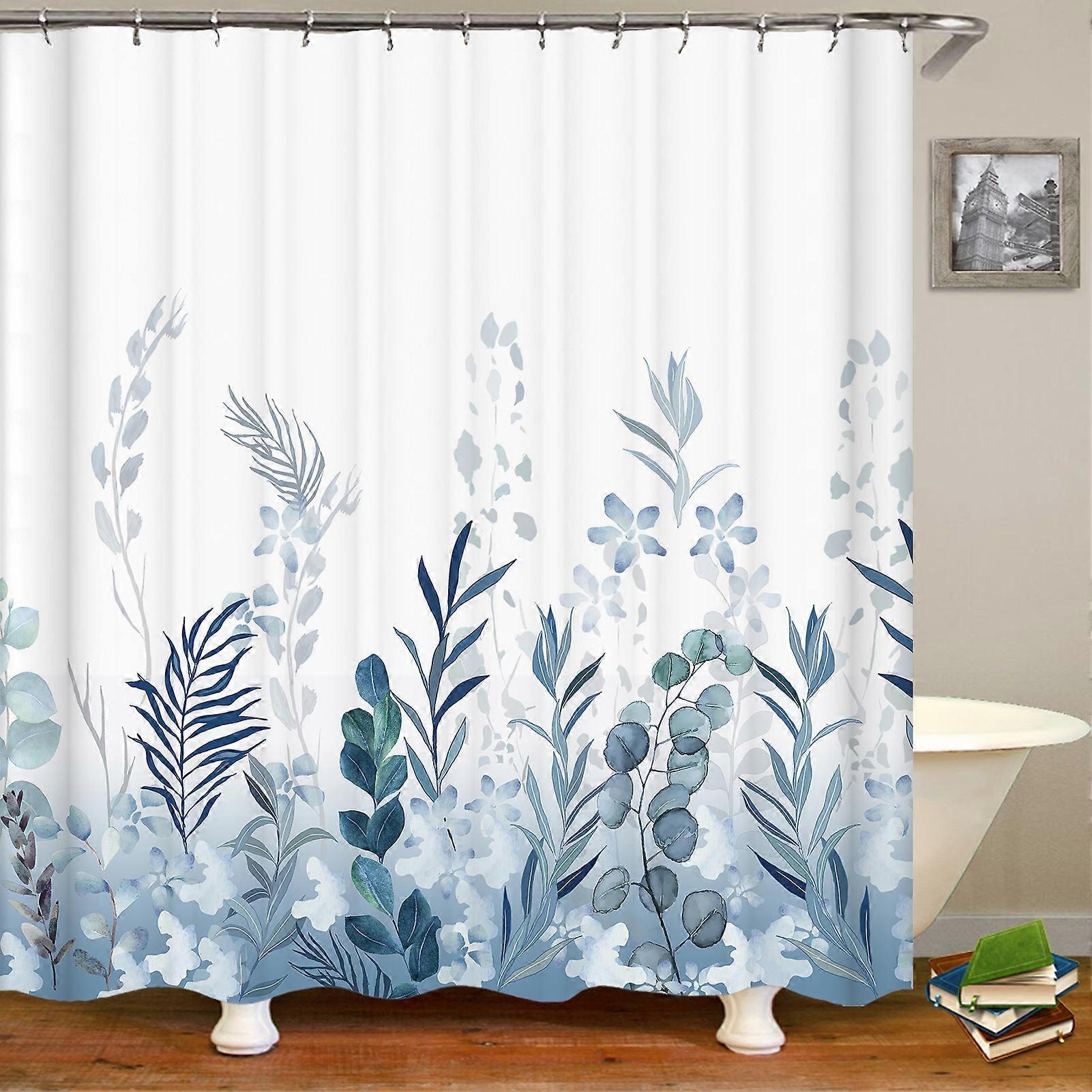 Blue polyester fabric shower curtain, Virgin Forest,