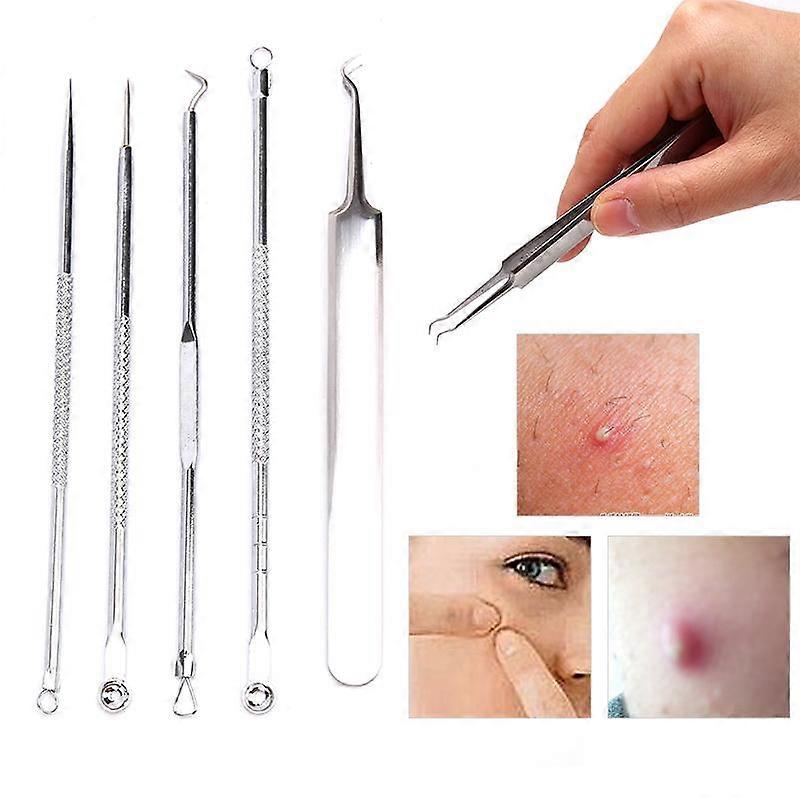 5Pc Blackhead Pimple Spot Comedone Acne Needle Extractor Remover Popper Tool Kit