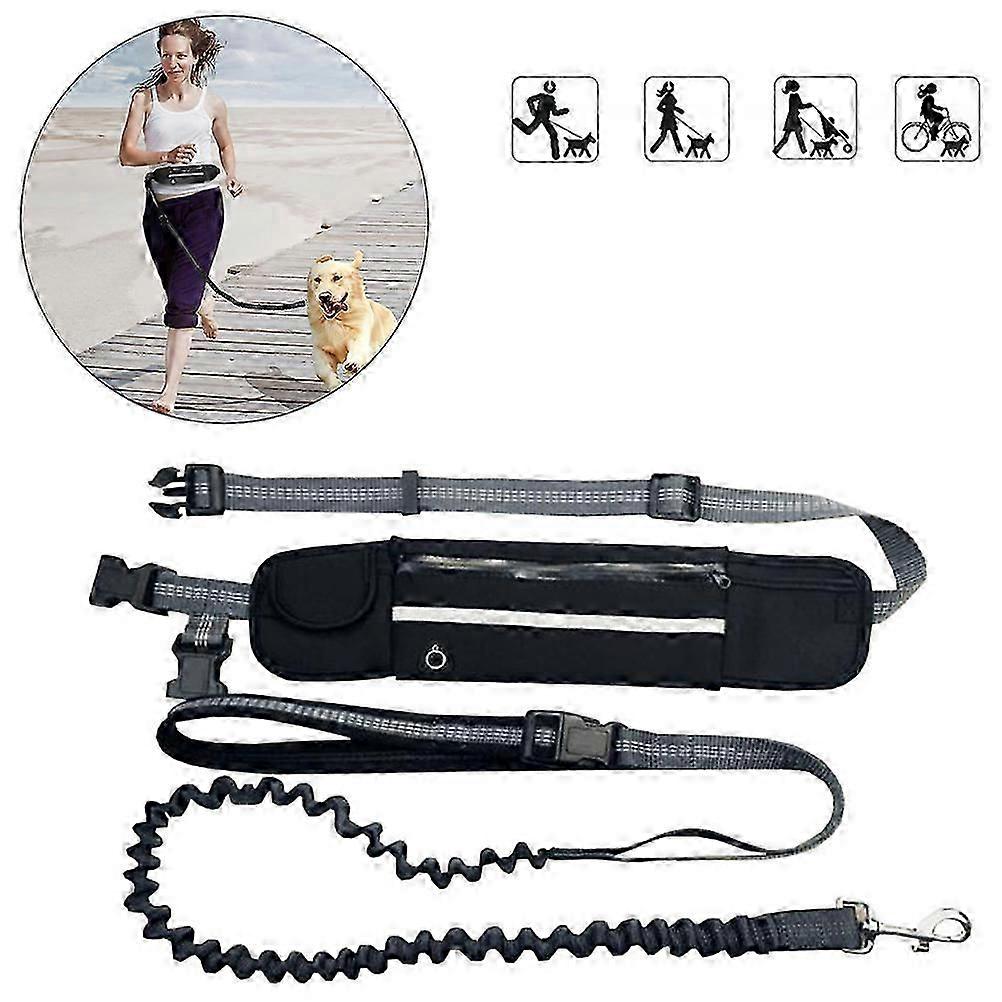 Running dog leash with night reflective design and adjustable retractable belt loop